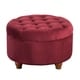 preview thumbnail 4 of 12, Copper Grove Moses Button Tufted Velvet Berry Round Storage Ottoman