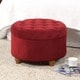 preview thumbnail 8 of 12, Copper Grove Moses Button Tufted Velvet Berry Round Storage Ottoman