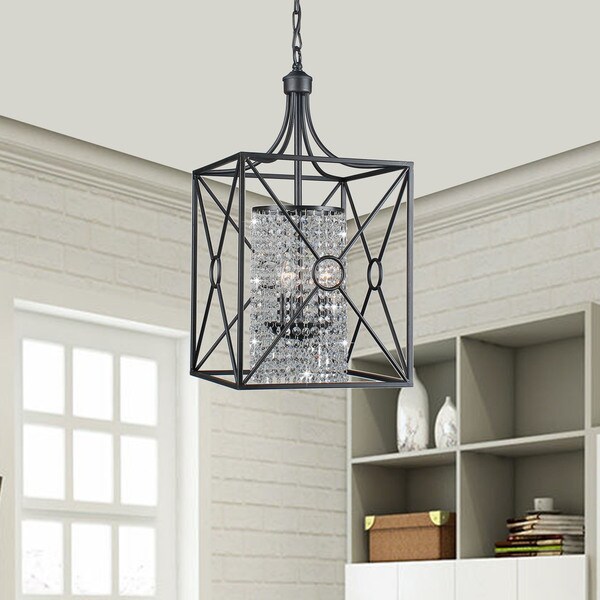 Laurel Creek Harper Crystal Beaded 3-light Iron Chandelier