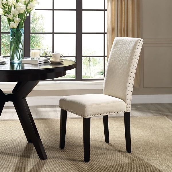 slide 2 of 11, Porch & Den Felix Upholstered Grey and Beige Dining Chair Beige