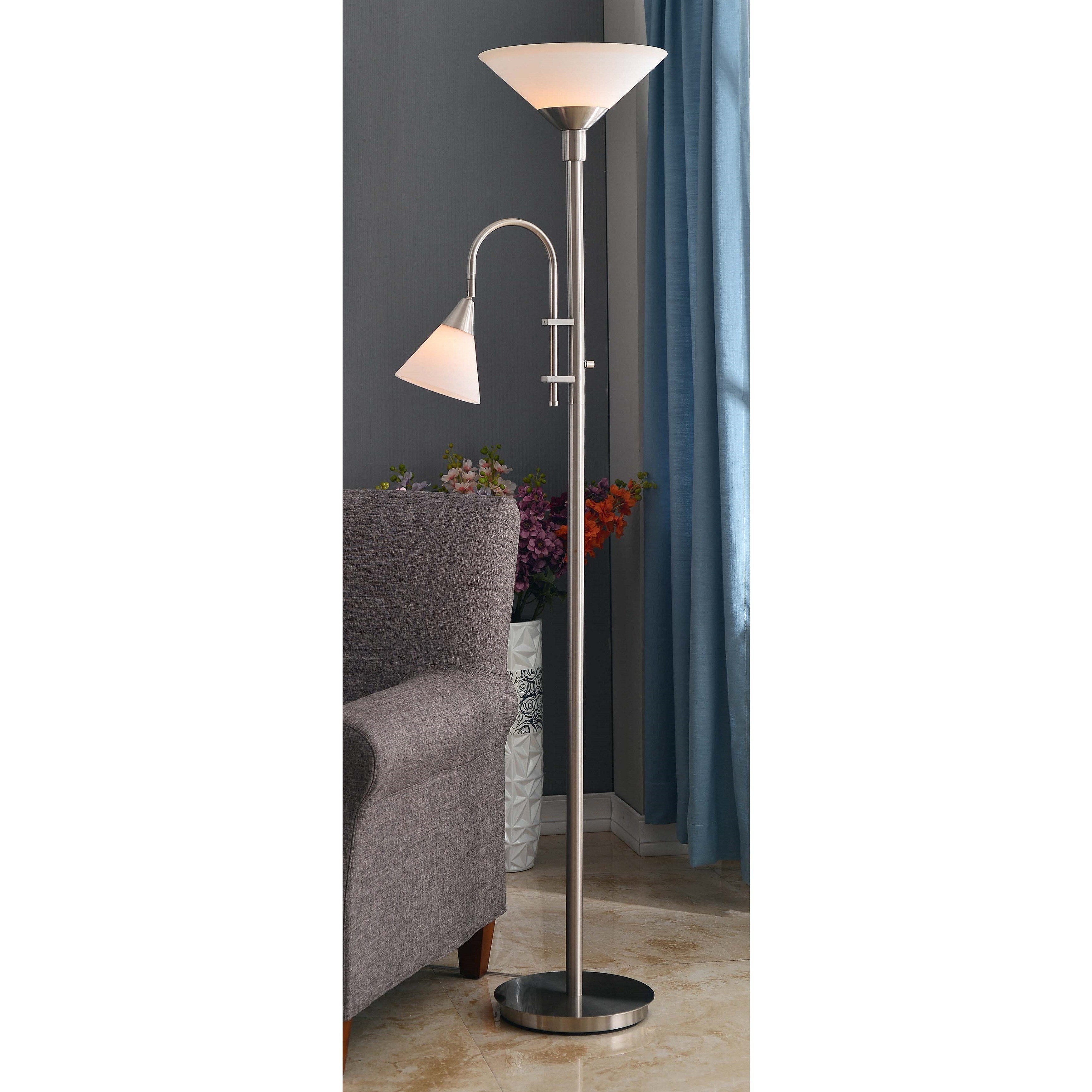Porch Den Nottingham Brushed Steel Torchiere With Reading Den Nottingham Brushed Steel Torchiere