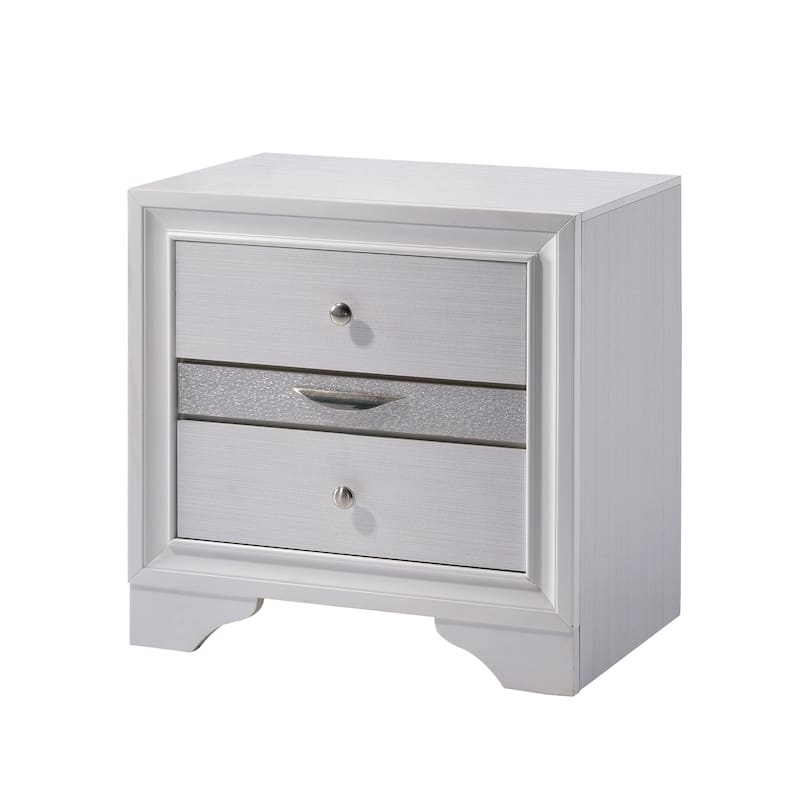 Relo Contemporary Solid Wood 3-Drawer Nightstand by Furniture of America - White