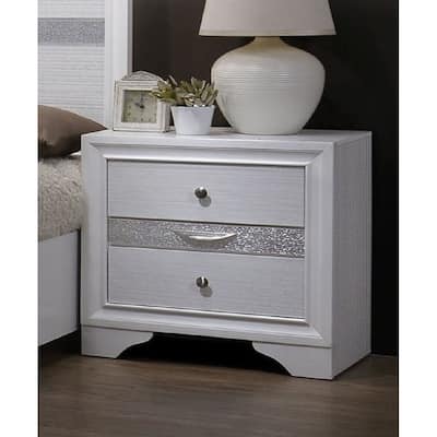 Furniture of America Relo Contemporary White Solid Wood Nightstand
