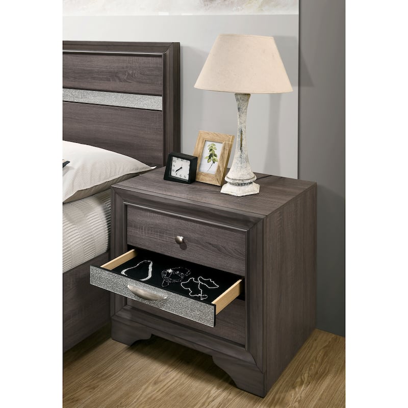 Relo Contemporary Solid Wood 3-Drawer Nightstand by Furniture of America