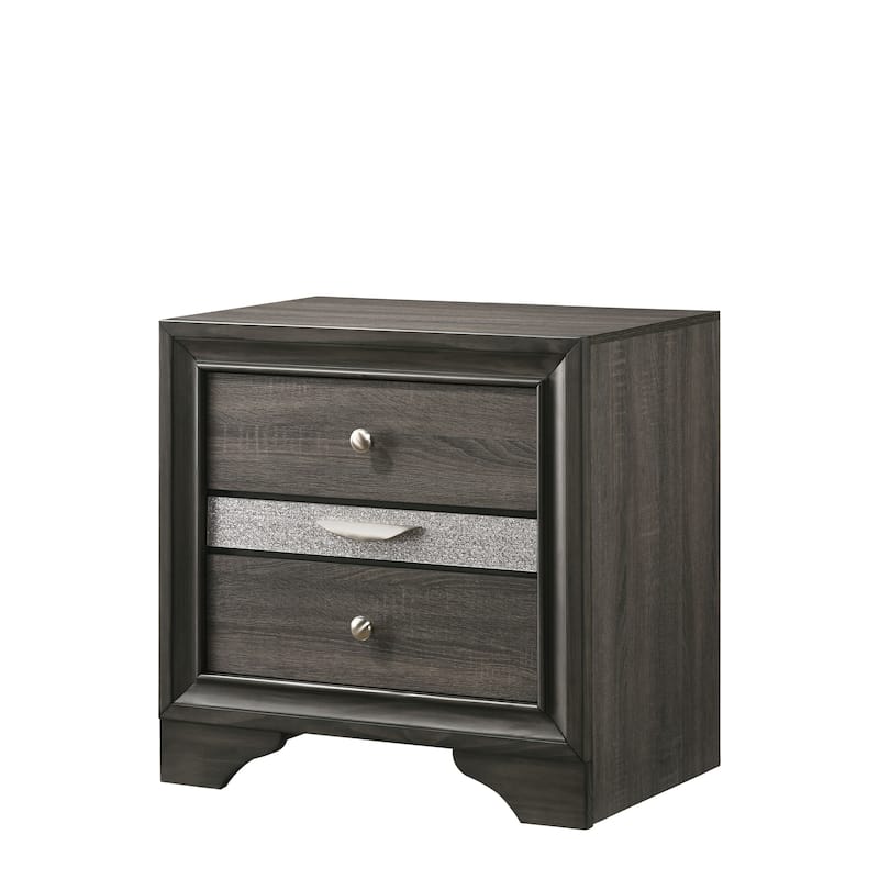 Relo Contemporary Solid Wood 3-Drawer Nightstand by Furniture of America - Grey