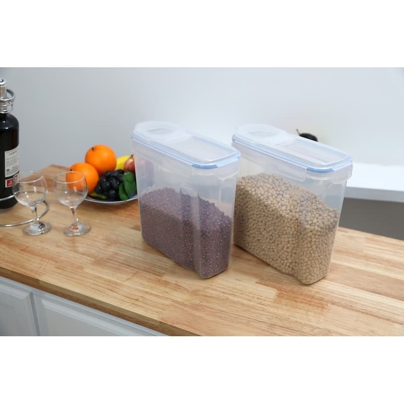 BPA-Free Plastic Food Cereal Containers Airtight Spout Lid, Set of 2
