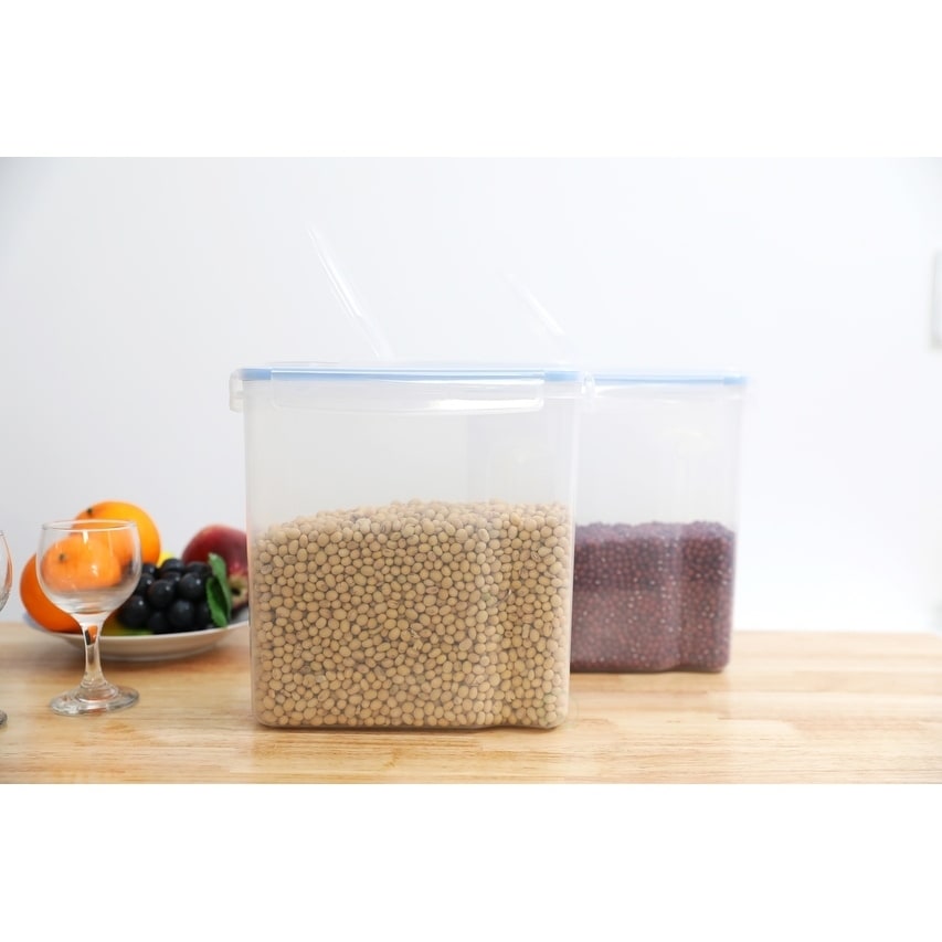 Set of 2 Clear Plastic Cereal Food and Snack Kitchen Storage Containers  with Lids - Bed Bath & Beyond - 27989249