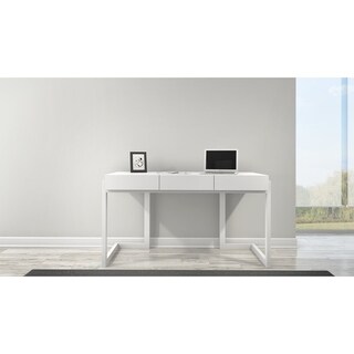 Furnitech Matte White Wood 56-inch Writing Desk