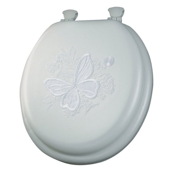 Mayfair Butterfly Round White Vinyl Cushioned Toilet Seat Bed Bath