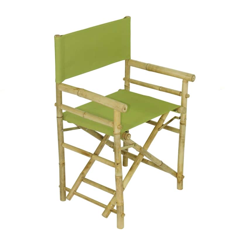 Patio Indoor Outdoor Folding Bamboo Director Chair Set of 2 - Green