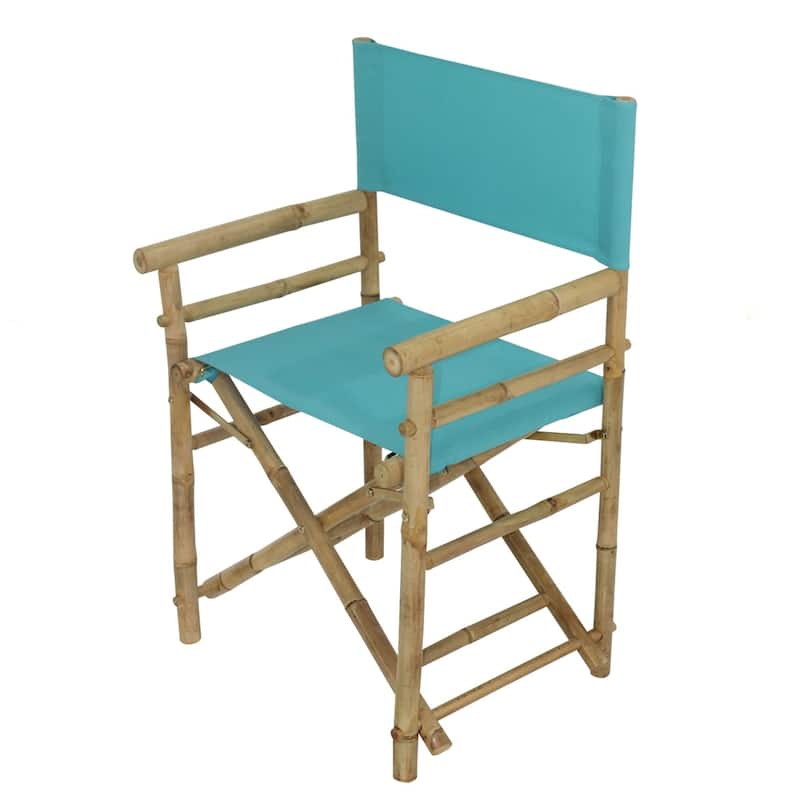 Patio Indoor Outdoor Folding Bamboo Director Chair Set of 2