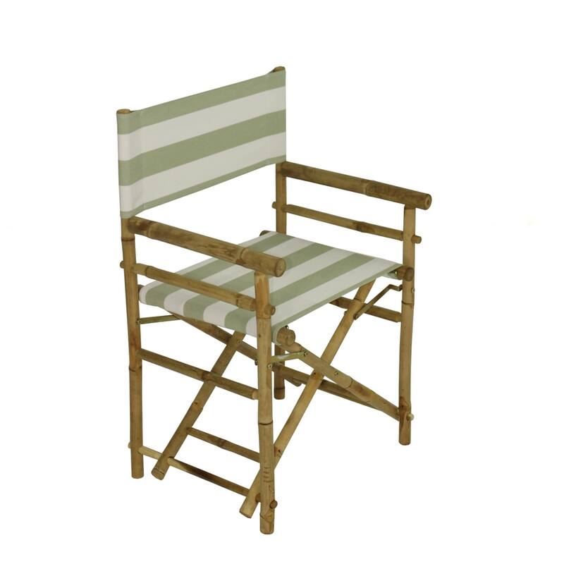 Patio Indoor Outdoor Folding Bamboo Director Chair Set of 2 - celadon green