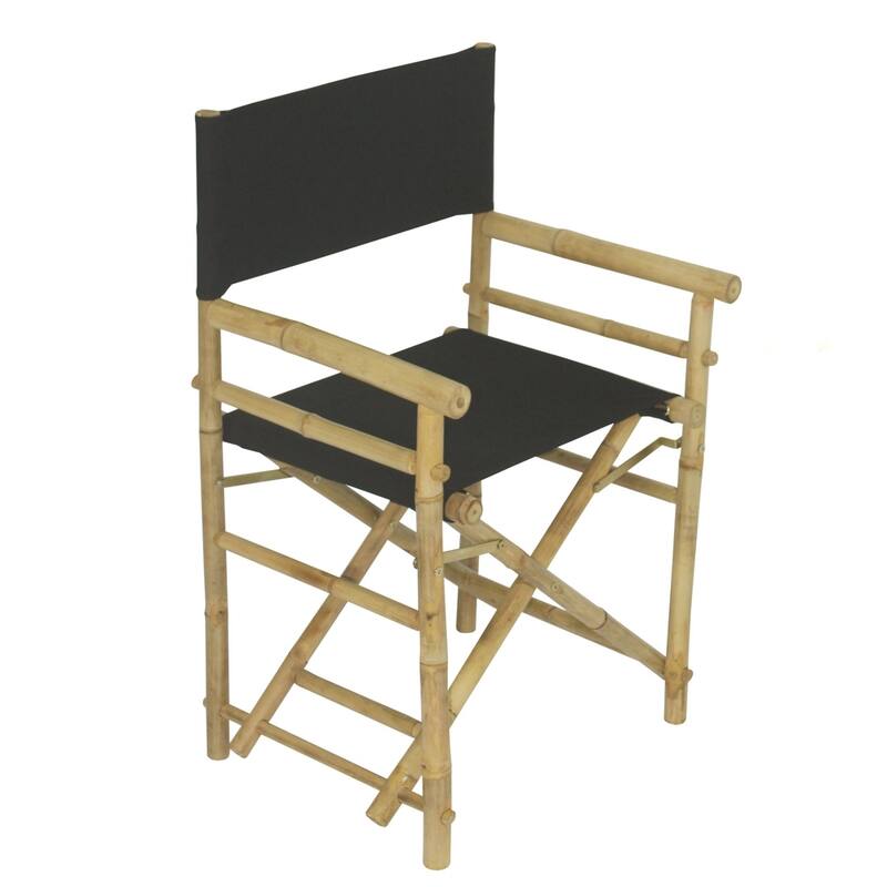 Patio Indoor Outdoor Folding Bamboo Director Chair Set of 2 - Black