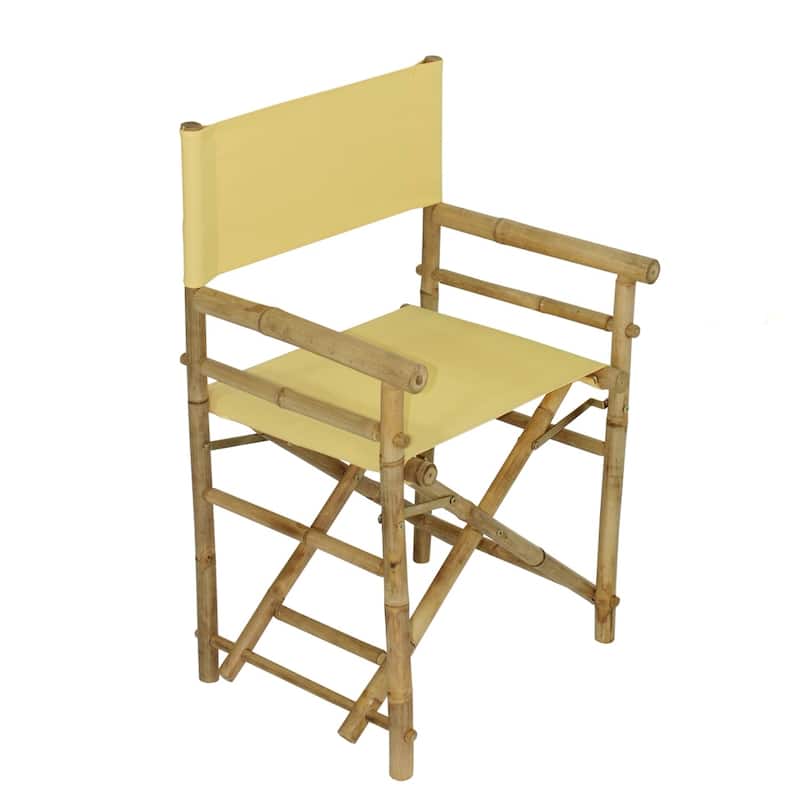 Patio Indoor Outdoor Folding Bamboo Director Chair Set of 2 - Yellow