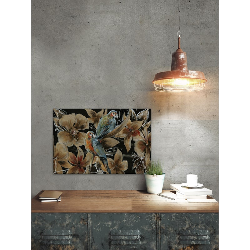 'Little Couple Blue Birds I' Painting Print on Wrapped Canvas