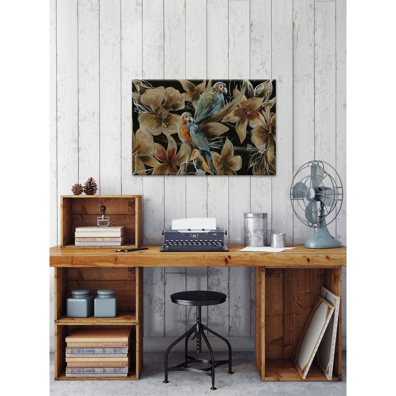 'Little Couple Blue Birds I' Painting Print on Wrapped Canvas