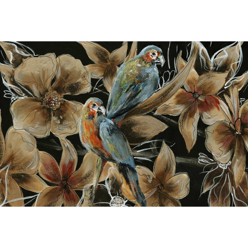 'Little Couple Blue Birds I' Painting Print on Wrapped Canvas