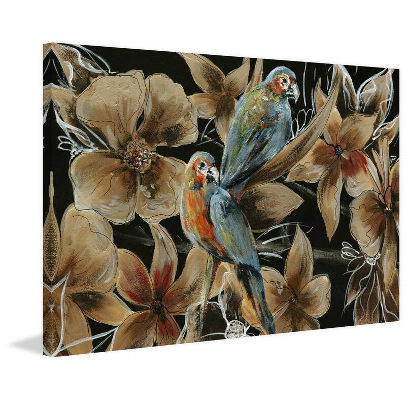 'Little Couple Blue Birds I' Painting Print on Wrapped Canvas
