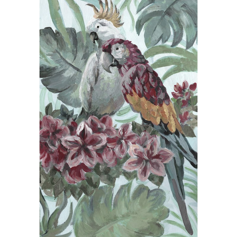 'Parrot Couple' Painting Print on Wrapped Canvas