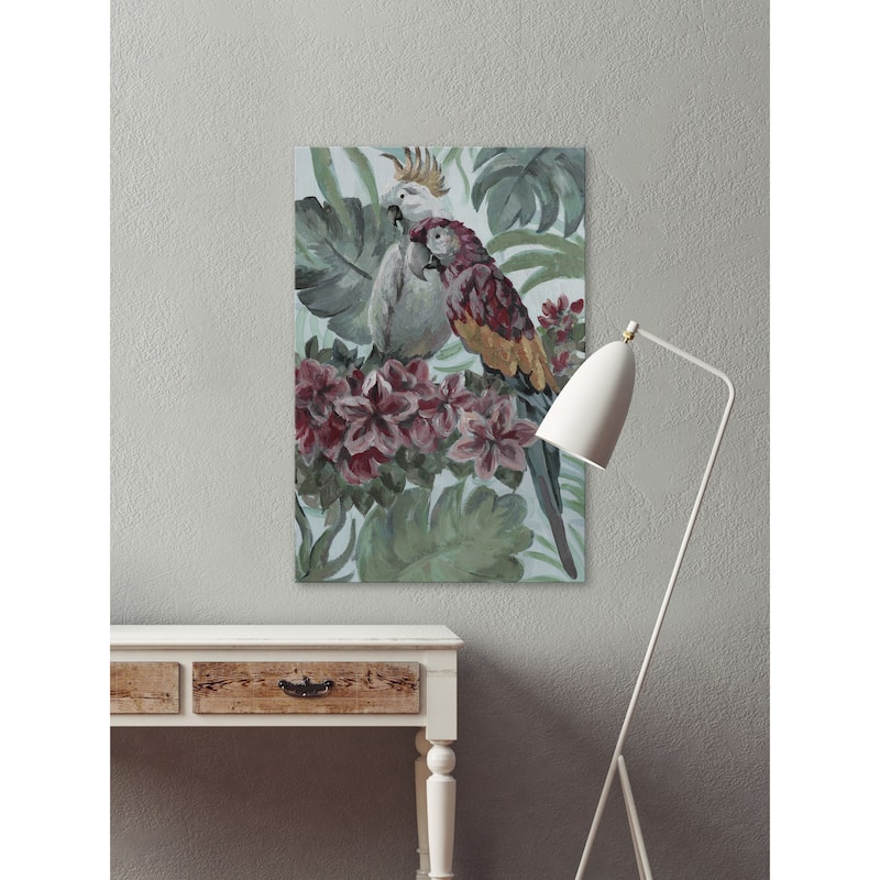 'Parrot Couple' Painting Print on Wrapped Canvas