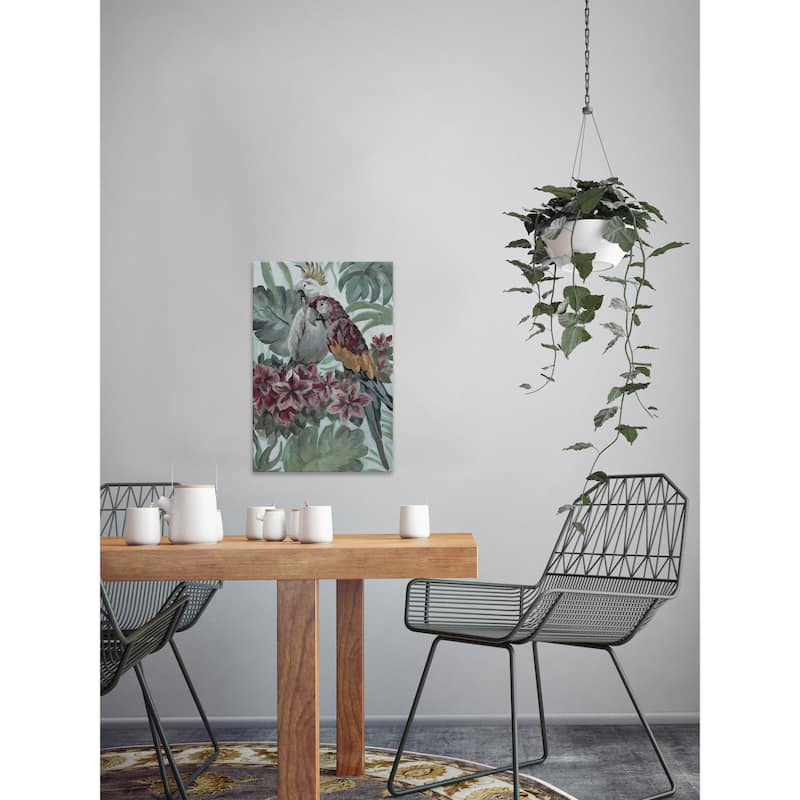 'Parrot Couple' Painting Print on Wrapped Canvas