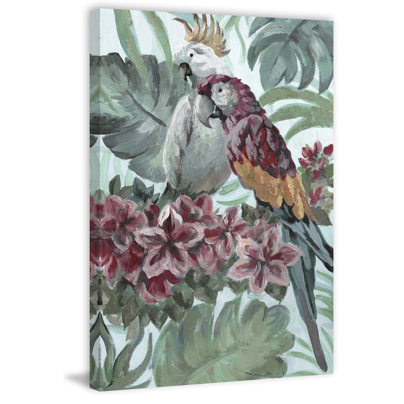 'Parrot Couple' Painting Print on Wrapped Canvas