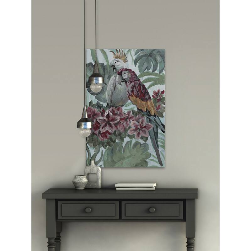 'Parrot Couple' Painting Print on Wrapped Canvas