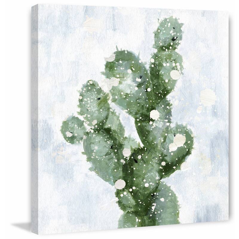 'Cactus with Snow' Painting Print on Wrapped Canvas - Multi-Color