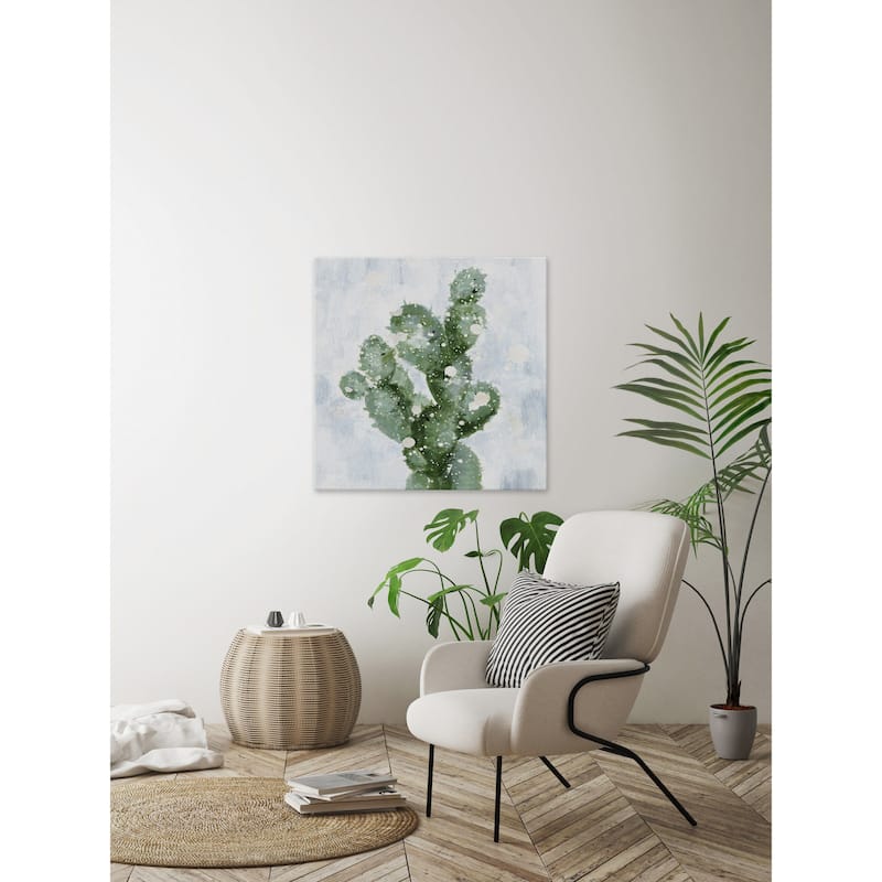 'Cactus with Snow' Painting Print on Wrapped Canvas - Multi-Color