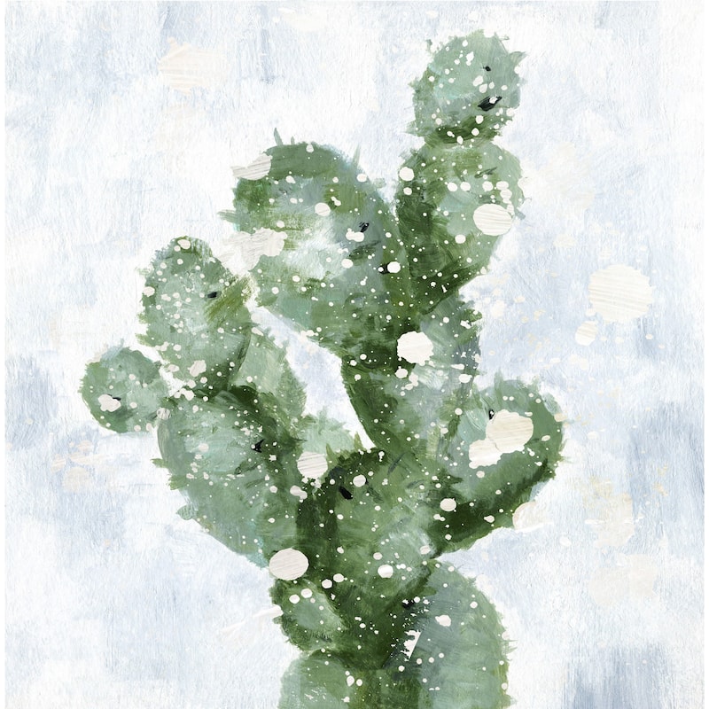 'Cactus with Snow' Painting Print on Wrapped Canvas - Multi-Color