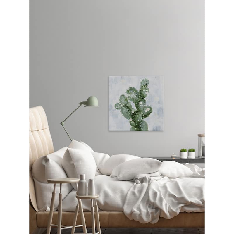 'Cactus with Snow' Painting Print on Wrapped Canvas - Multi-Color
