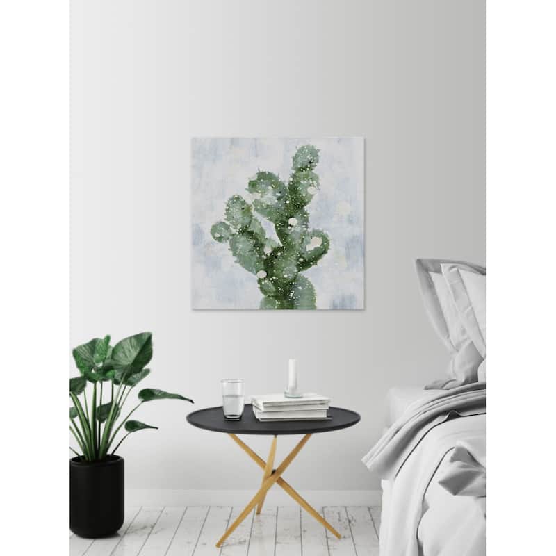 'Cactus with Snow' Painting Print on Wrapped Canvas - Multi-Color