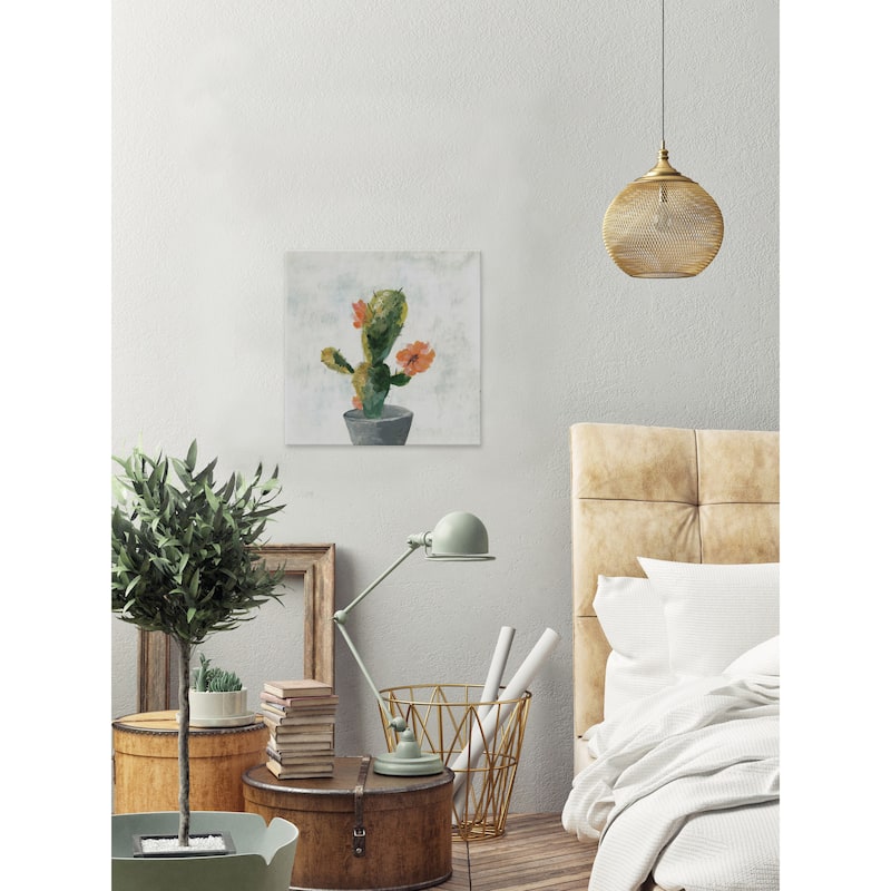 'Cactus with Pot' Painting Print on Wrapped Canvas - Multi-Color