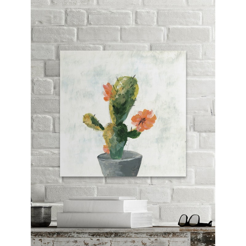 'Cactus with Pot' Painting Print on Wrapped Canvas - Multi-Color