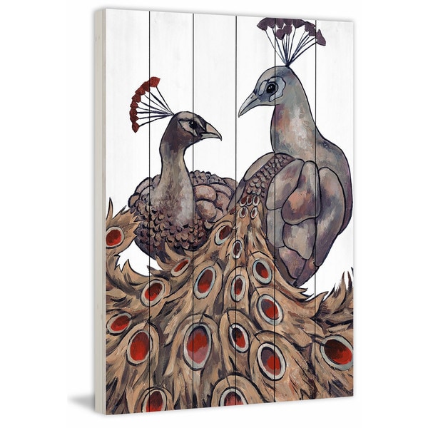 Marmont Hill - Handmade Peacock Partner II Painting Print on White Wood