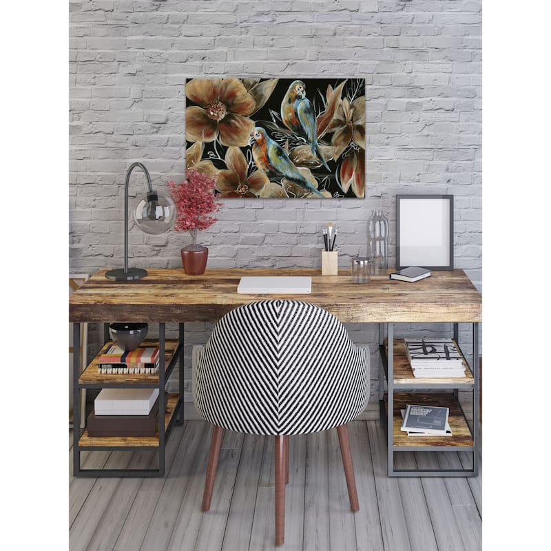 'Bronzing Bird Couple I' Painting Print on Wrapped Canvas