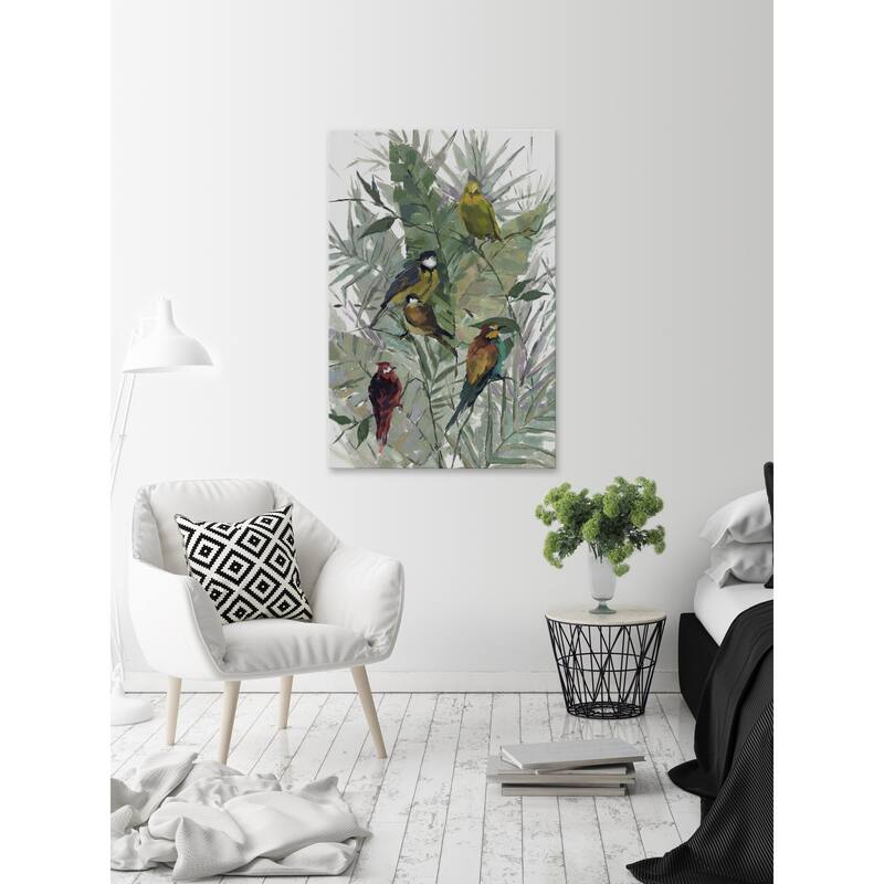 'Morning Birds I' Painting Print on Wrapped Canvas