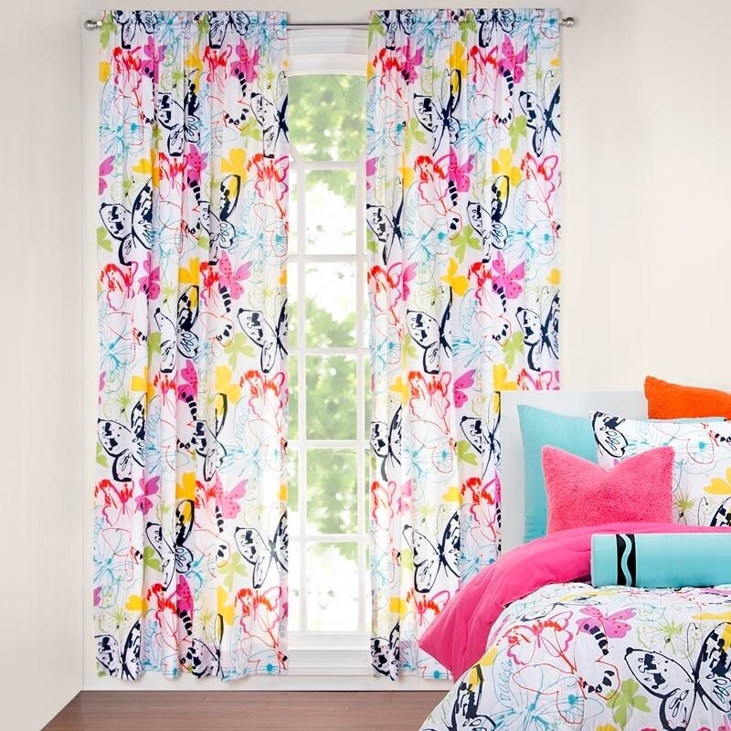 Shop Crayola Flutterby 84 Inch Rod Pocket Artsy Butterfly Curtain
