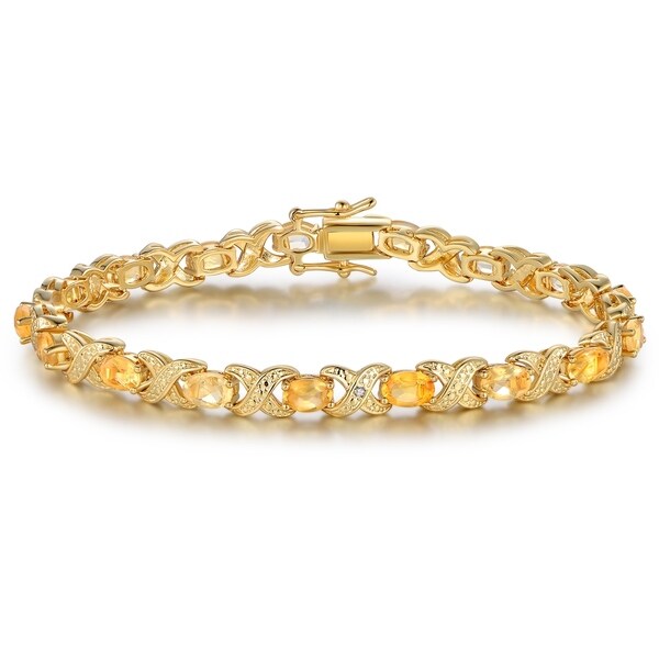 Yellow Gold Plated Citrine Tennis Bracelet On Free Yellow Gold Plated Citrine Tennis Bracelet