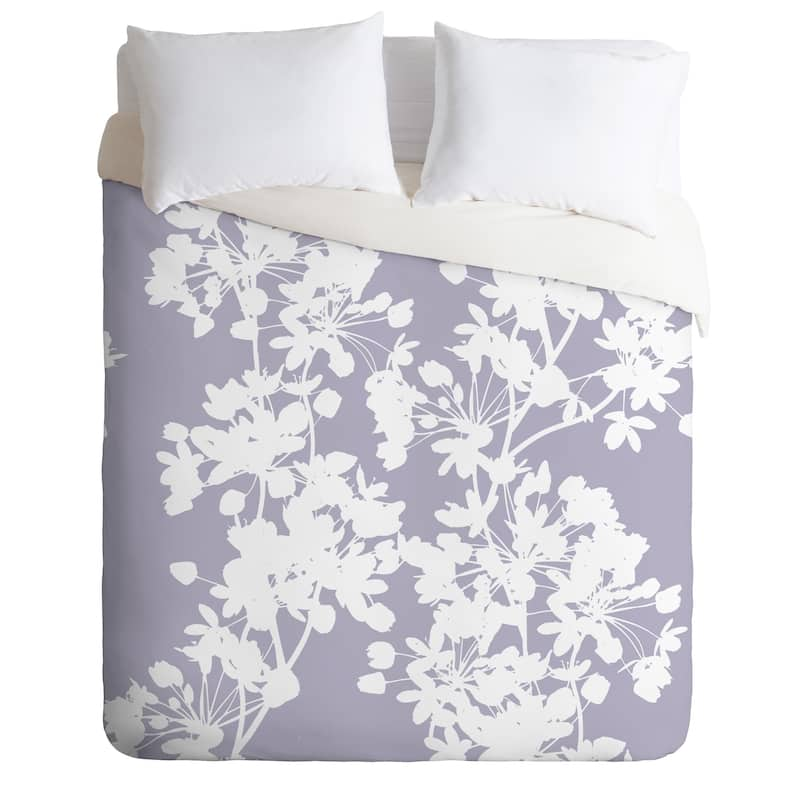 Emanuela Carratoni Delicate Floral Pattern On Lilac Duvet Cover Set