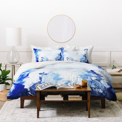 Deny Designs Blue and White Marble Duvet Cover Set (3-Piece Set)