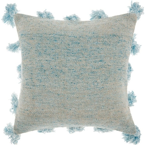 Mina Victory Pastel Blue Tassel Throw Pillow by Nourison (18-Inch X 18-Inch)