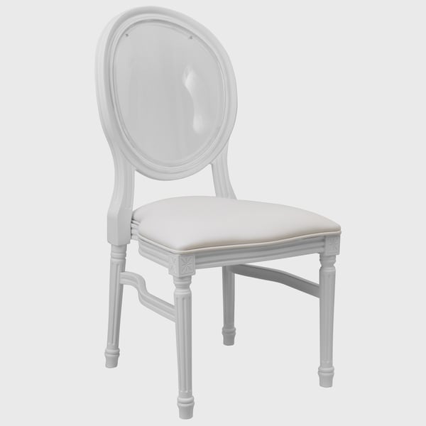 Laurel White Transparent Round Back Dining Chair