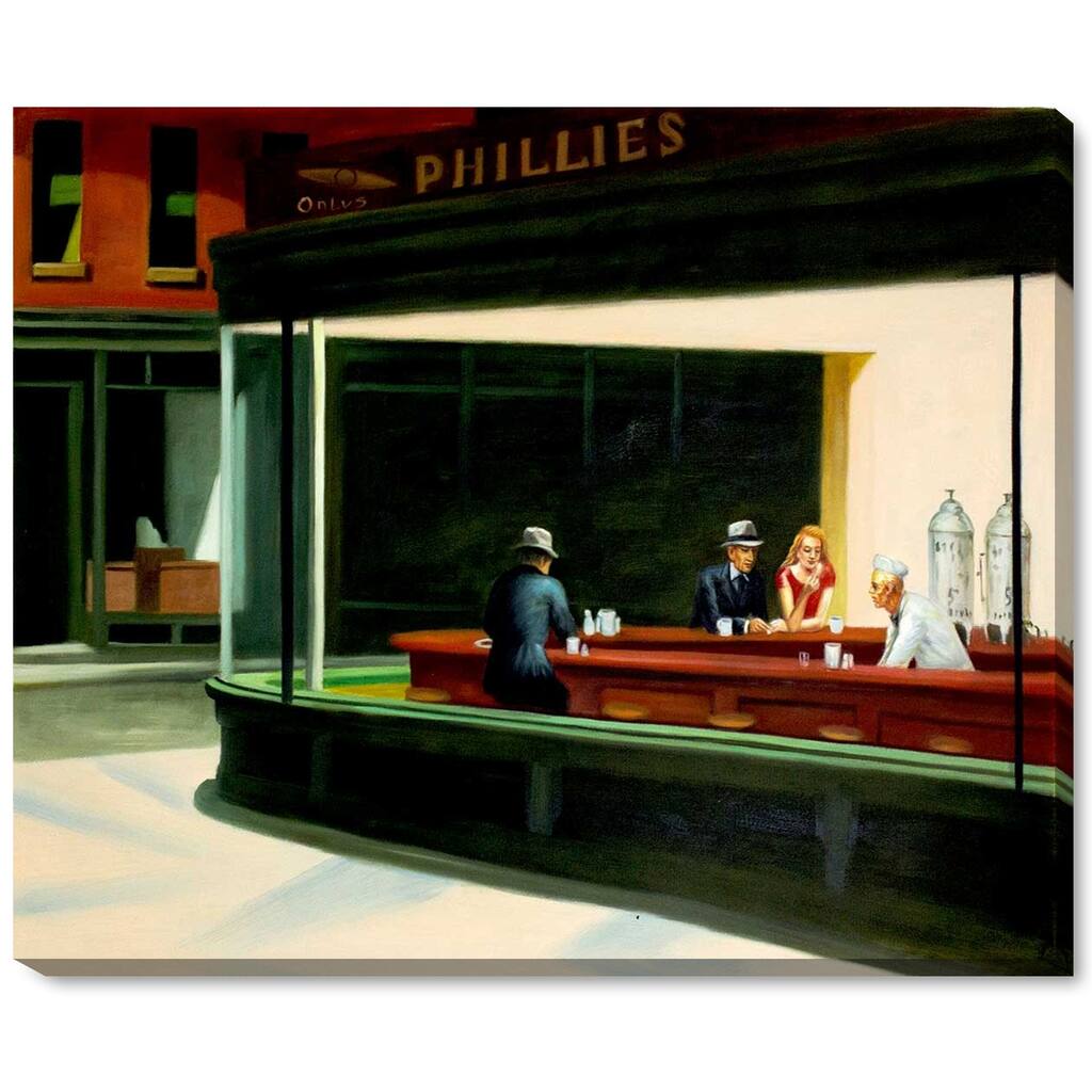 La Pastiche Edward Hopper 'Nighthawks' Hand Painted Oil Reproduction