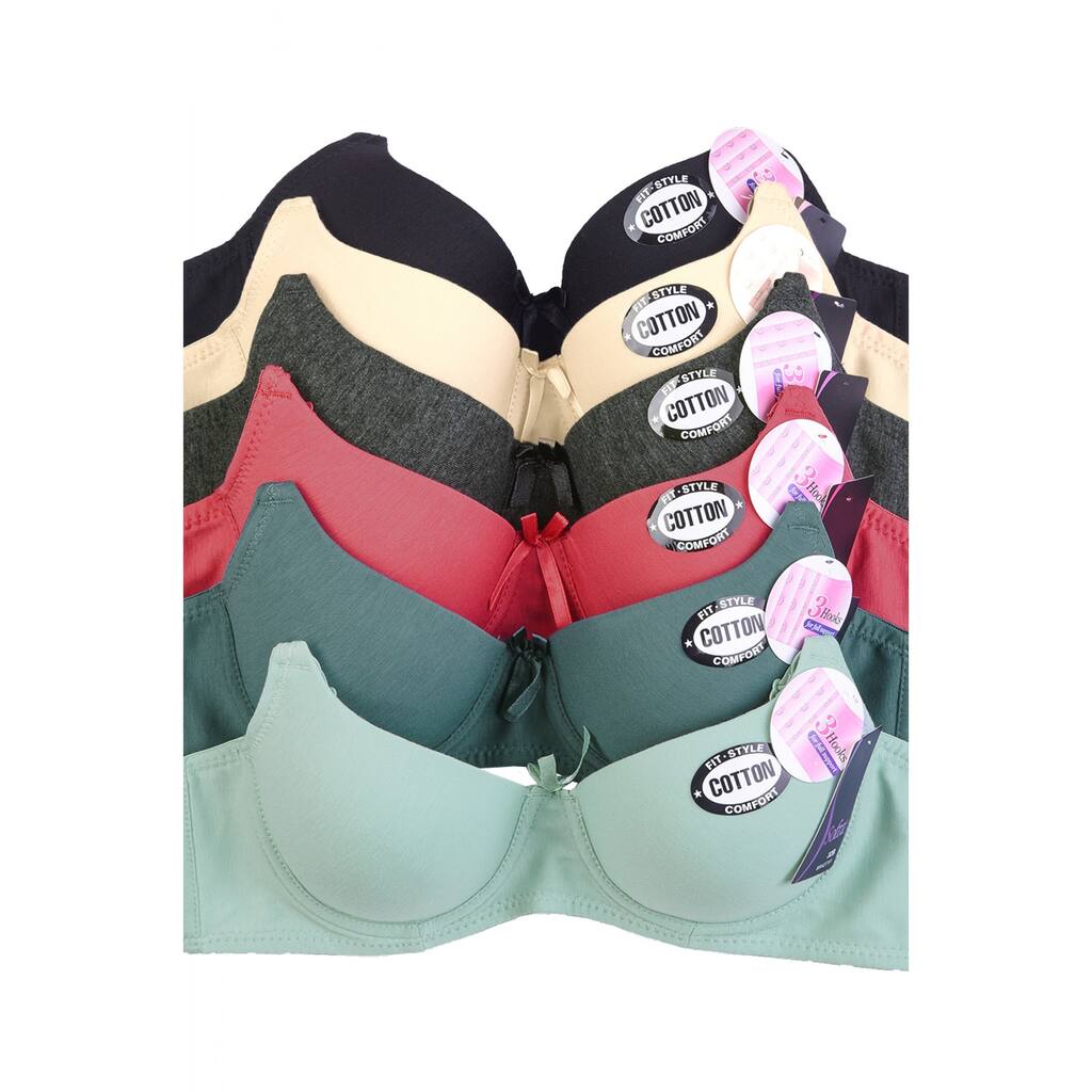 Sofra & Mamia 6-Pack Full Cup Cotton Bras (Assorted Colors)