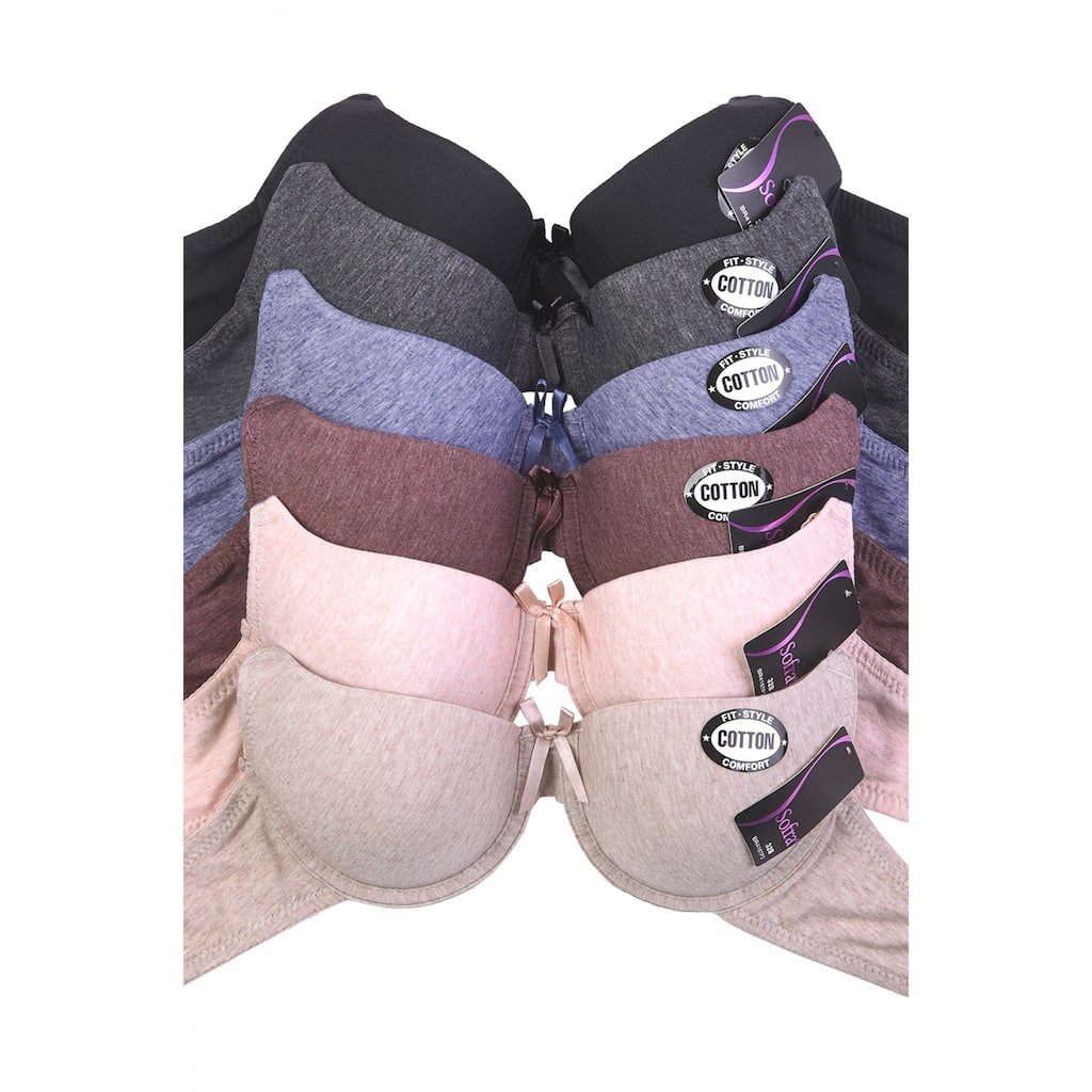 Sofra & Mamia 6-Pack Cotton Blend Bras (Assorted Colors)