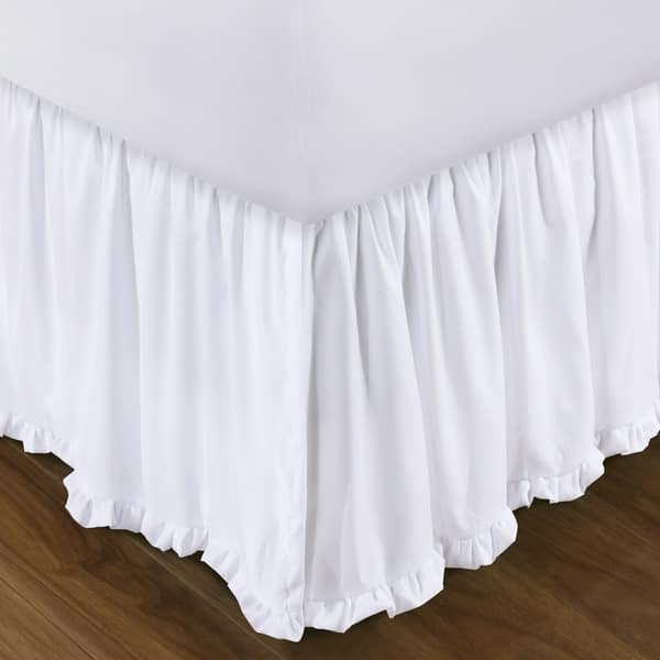 Sasha White 15-inch Drop Bed Skirt - Bed Bath & Beyond - 19860246