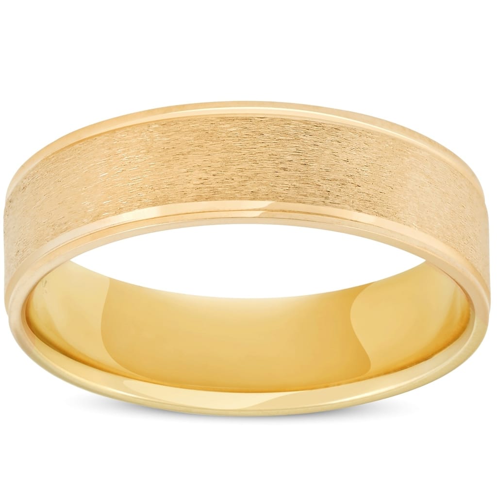 Pompeii3 10k Yellow Gold 6MM Brushed Mens Wedding Band