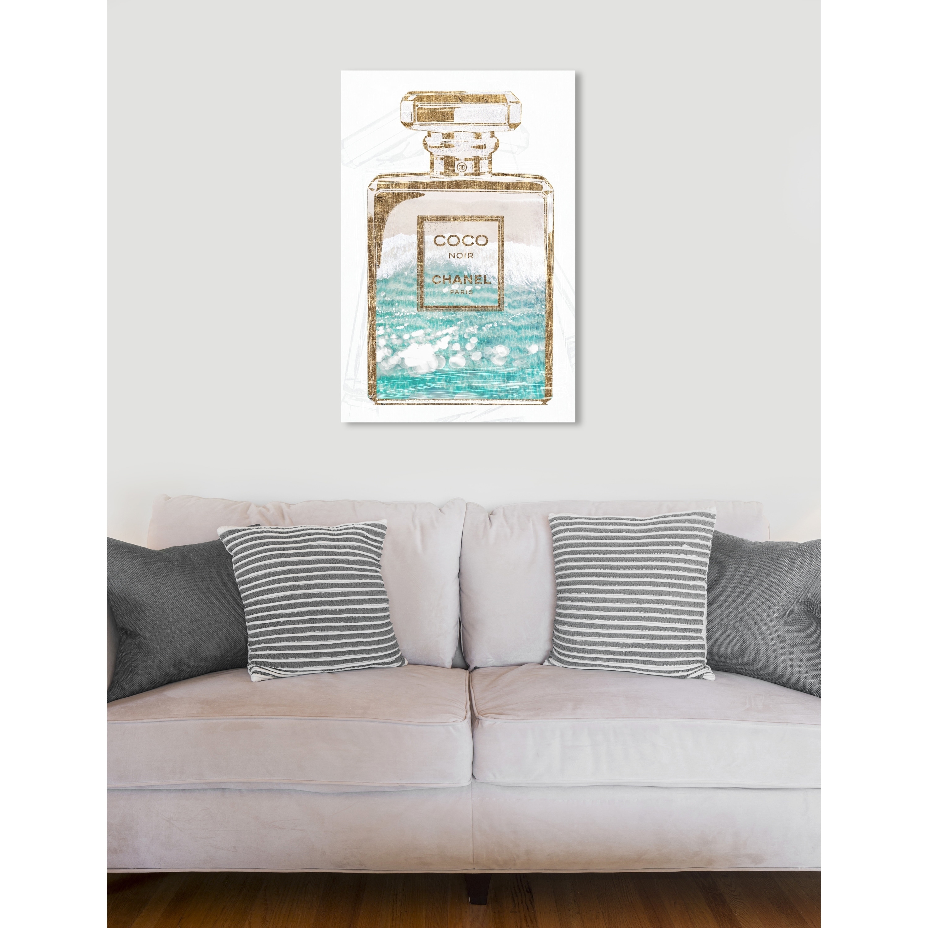 Oliver Gal 'Coco Water Love' Fashion and Glam Wall Art Canvas Print - Blue, Gold