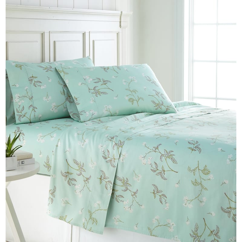 Myosotis Extra Deep Pocket Luxury Cotton 4-piece Bed Sheet Set - King - Green